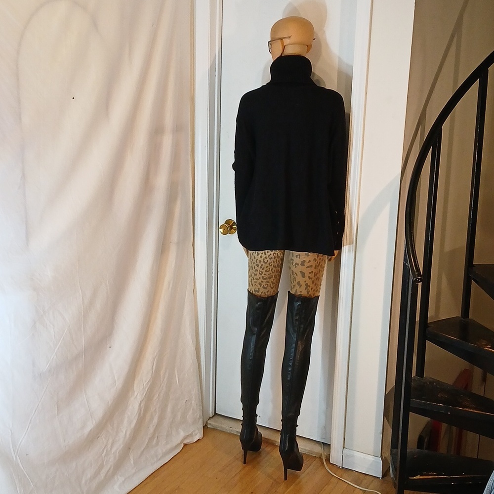 Stunning Like New Barneys (New York) Black Leather Over-the-Knee Platform  Boots - Picture 7 of 16